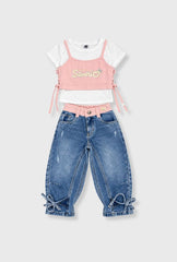 Conjunto Top Denim Color Surtido Rosa