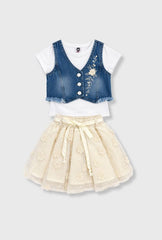 Conjunto Falda Flores Bordado