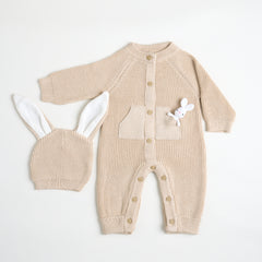 Enterizo Acanalado Tricot Conejo Beige Interactivo