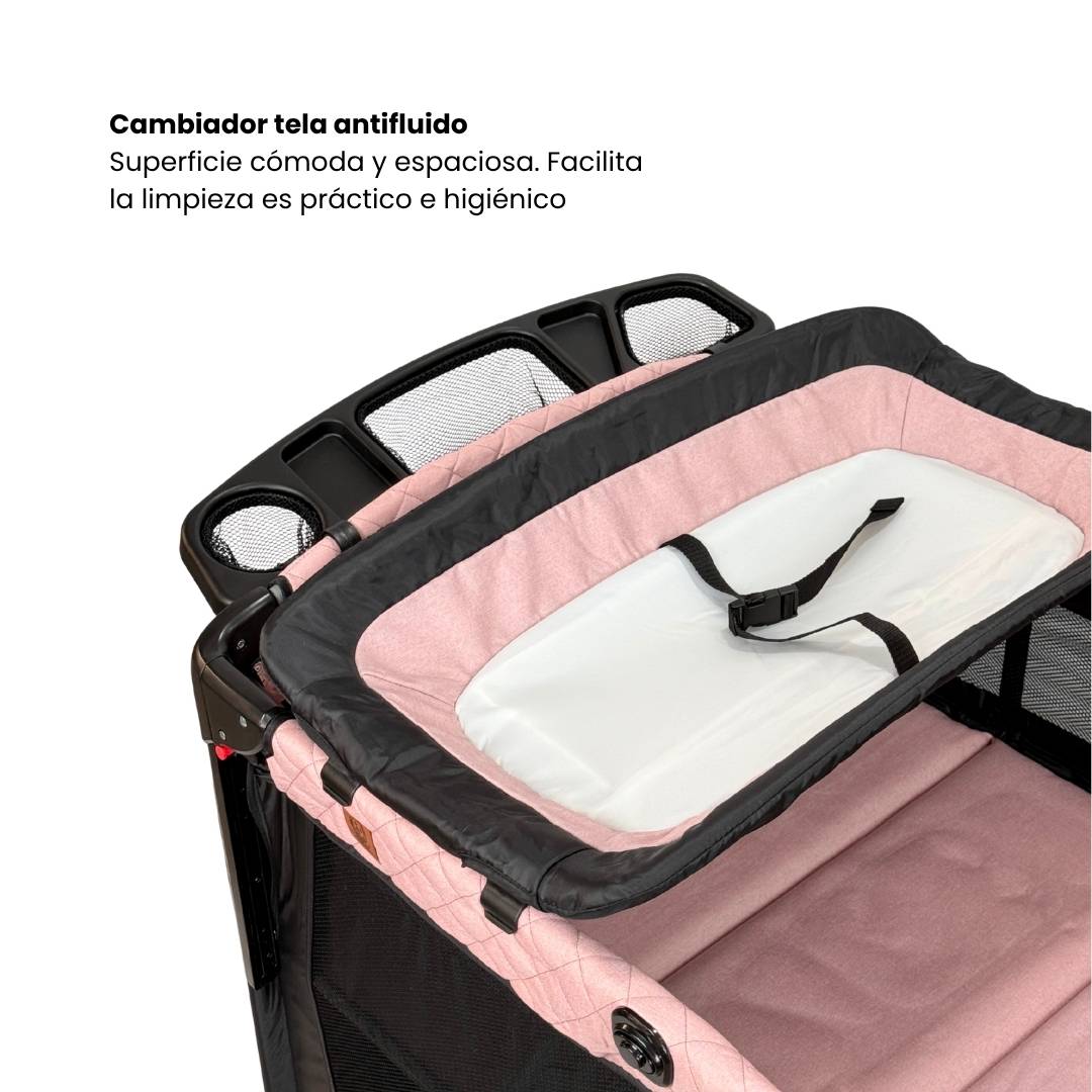 Corral Colecho Maxibaby Silver Rosa Cambiador