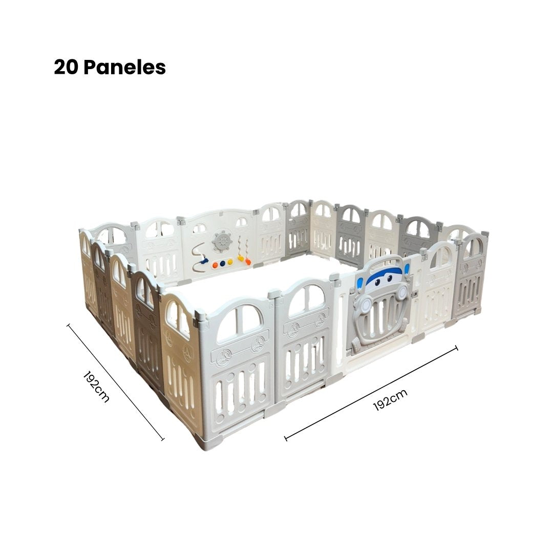 Corral de Juego Paneles Carro Gris Blanco Paneles