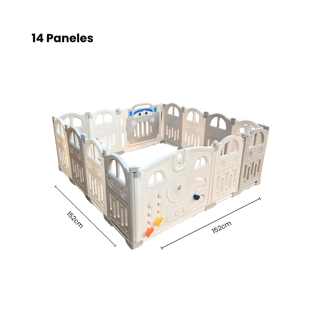 Corral de Juego Paneles Carro Gris Blanco Bebes