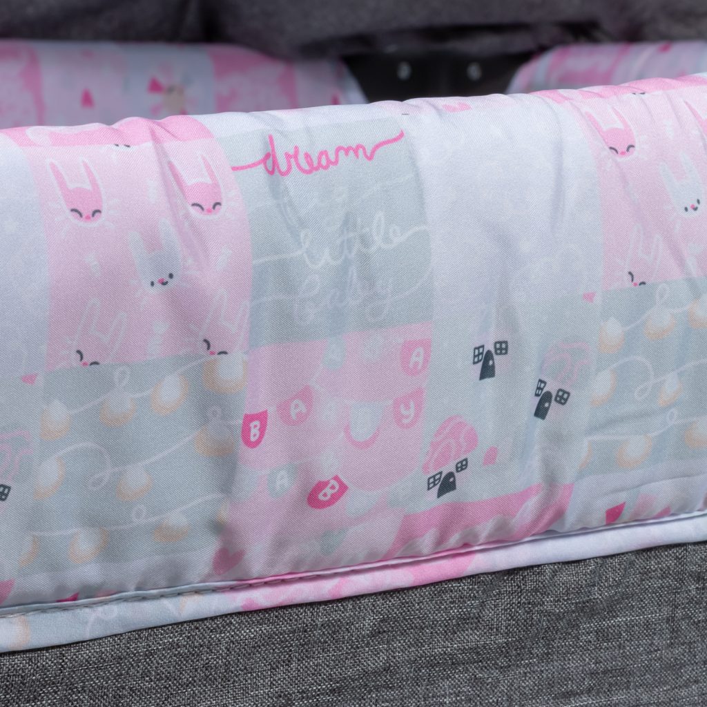 Cuna Corral Colecho Dacora Gris/Rosa Ebaby® Estampados