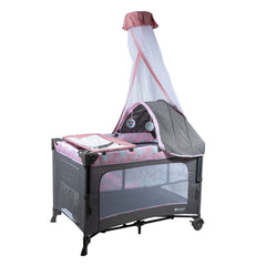 Cuna Corral Colecho Dacora Gris/Rosa Ebaby®