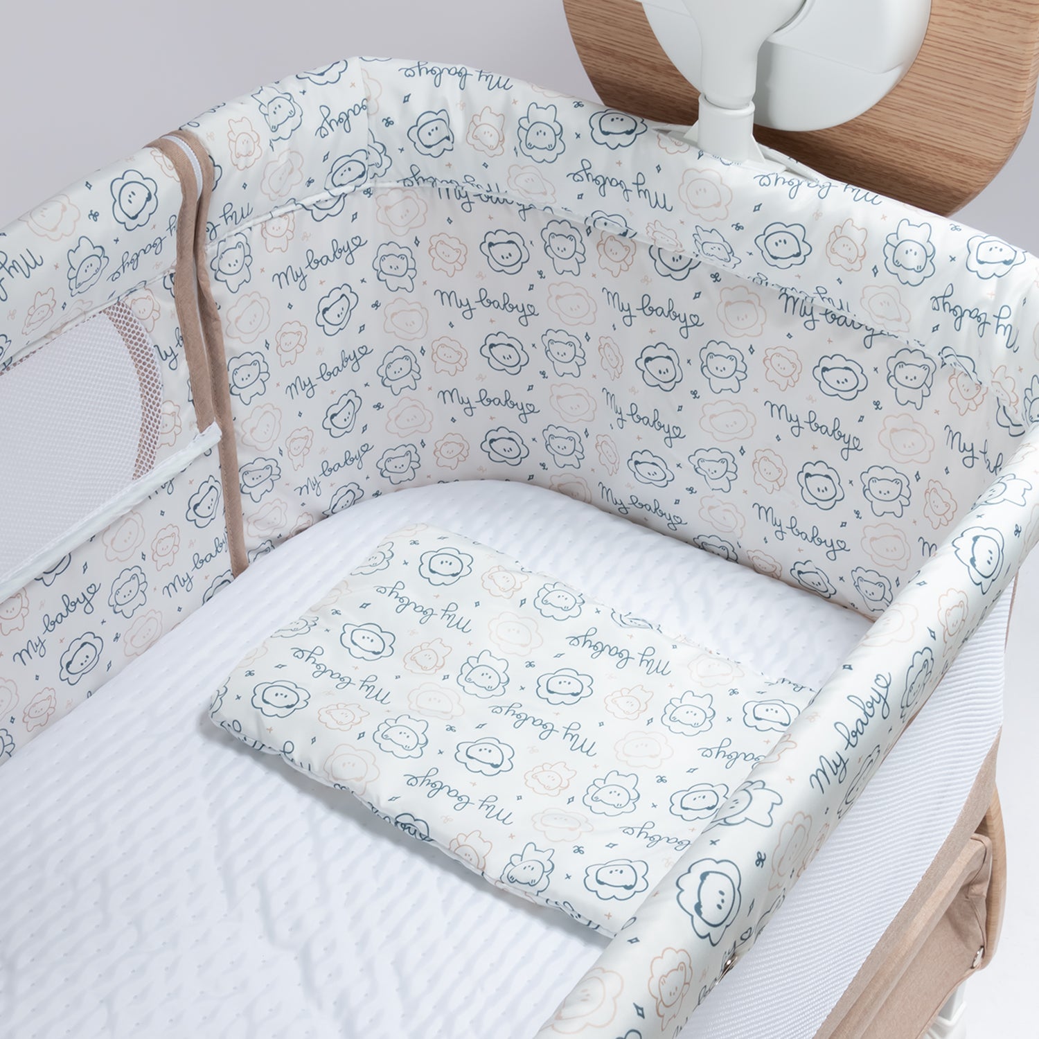 Cuna Corral Mecedor Seren Beige estampado