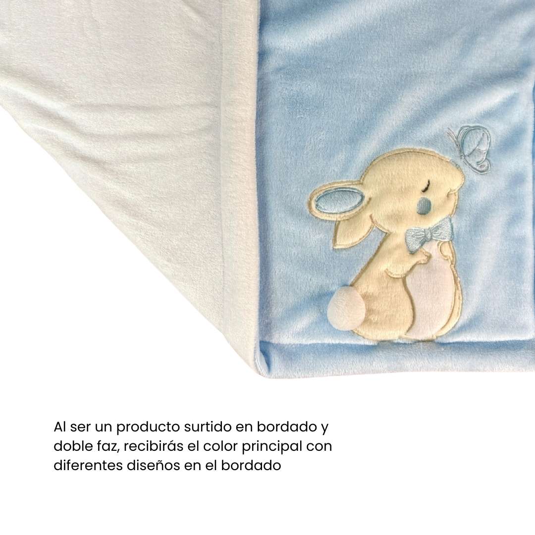 Cobija Doble Faz Bordada Azul Blue