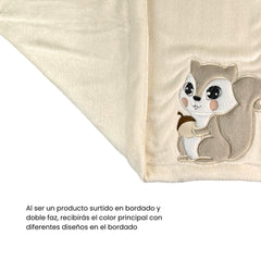 Cobija Doble Faz Bordado Surtido Beige Ardilla