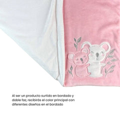 Cobija Doble Faz Bordado Surtido Rosa Koala