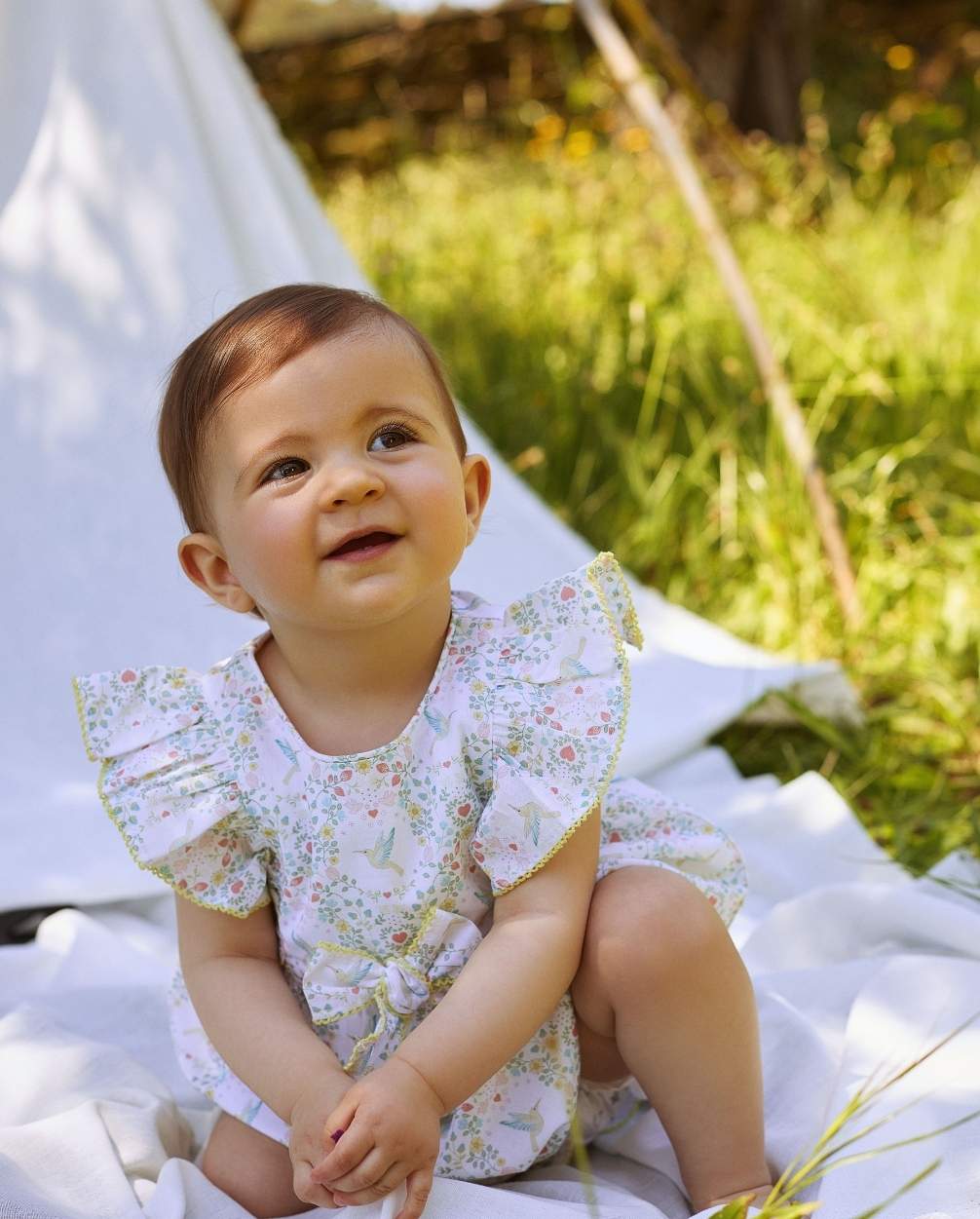 Vestido Moño Estampado Colibrí Floral Deolinda Editorial