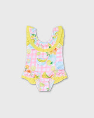 Vestido de Baño Enterizo Cuadros Rosa Deolinda