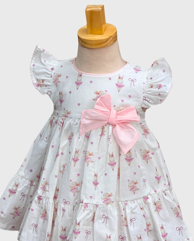 Vestido Moño Conejos Blanco Deolinda Pink