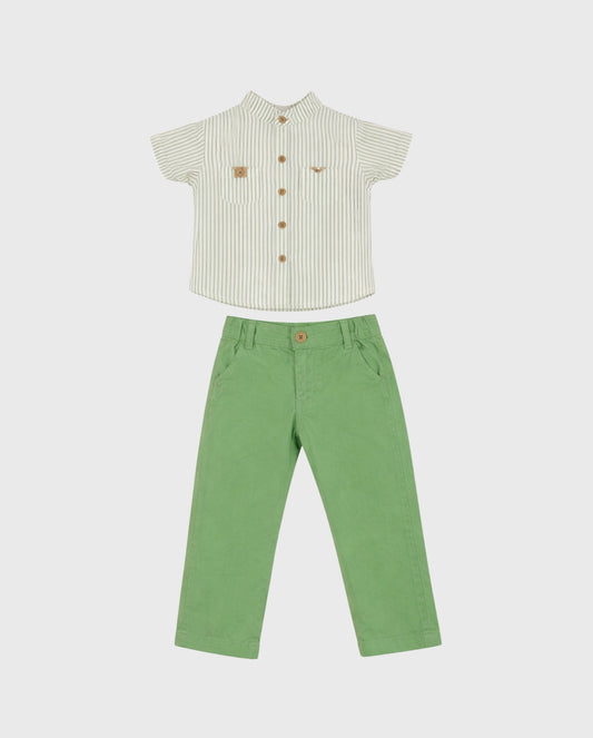 Conjunto Pantalón Camisa Manga Corta Rayas