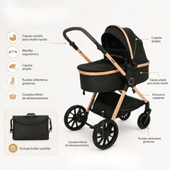 Coche Moisés Reversible Milo Gris Kidilo