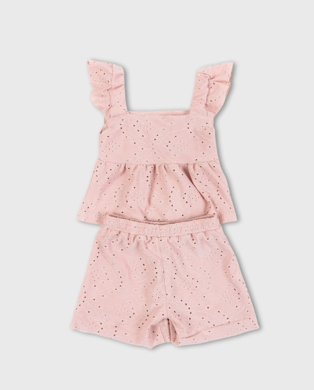 Conjunto Bebé Niña Short Ojalillo Detalle Espalda