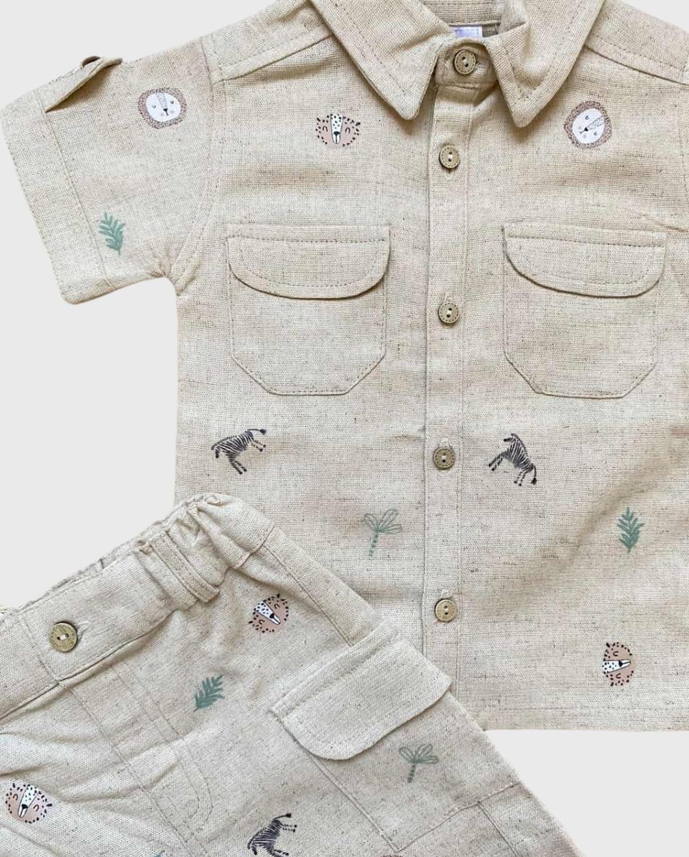 Conjunto Camisa Safari Beige detalle