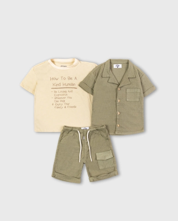 Conjunto 3 Piezas Bermuda Drill Verde