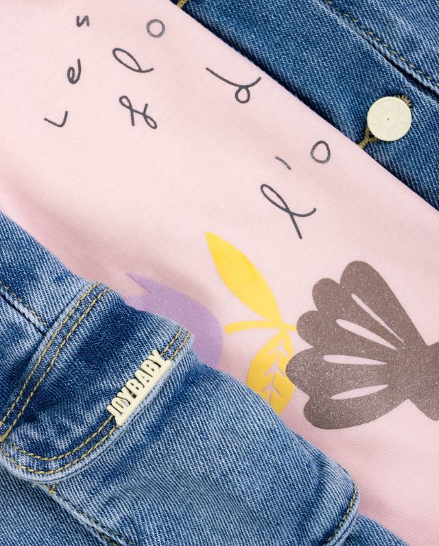 Conjunto 3 Piezas Chaqueta Blusa Denim color