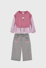 Conjunto Pantalon Rosa Flor Boboli