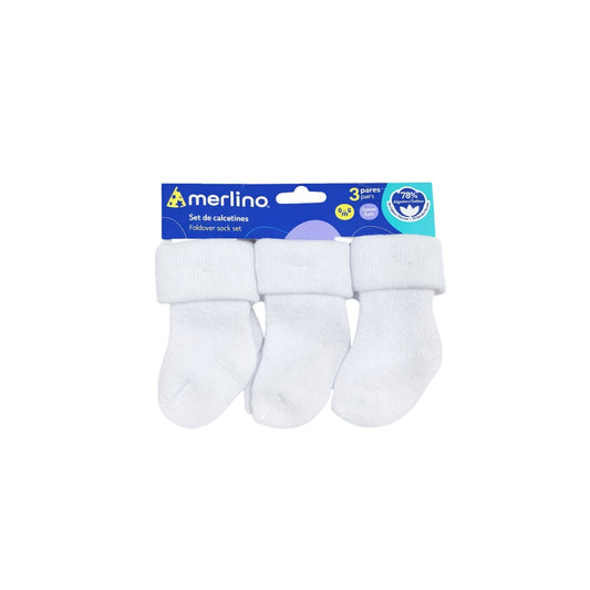 Set 3 Medias Con Doblez Blanco