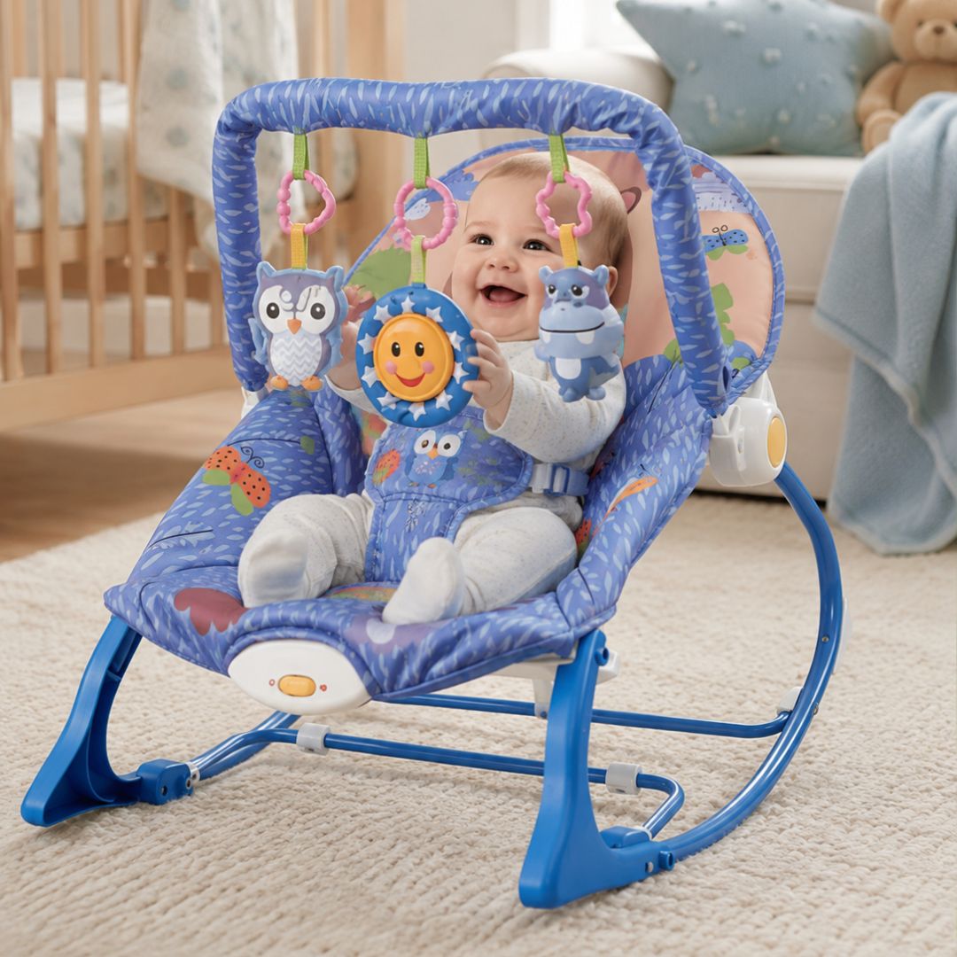 Silla Mecedora Rocker Oso Hipopotamo Azul