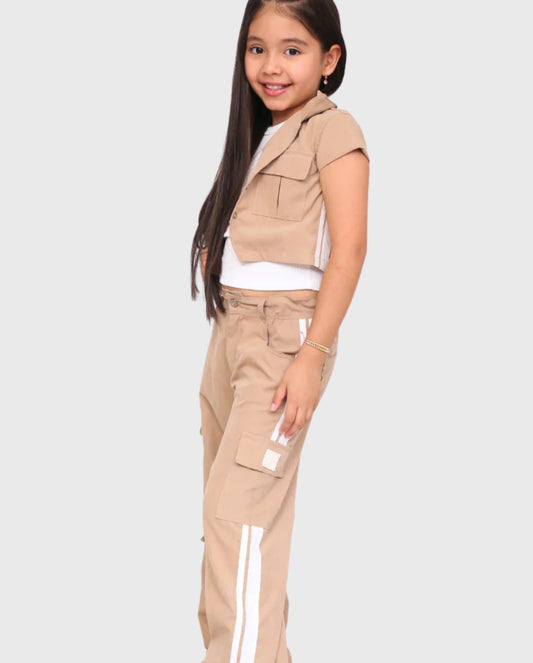 Conjunto 3 Piezas Pantalón Cargo Camel
