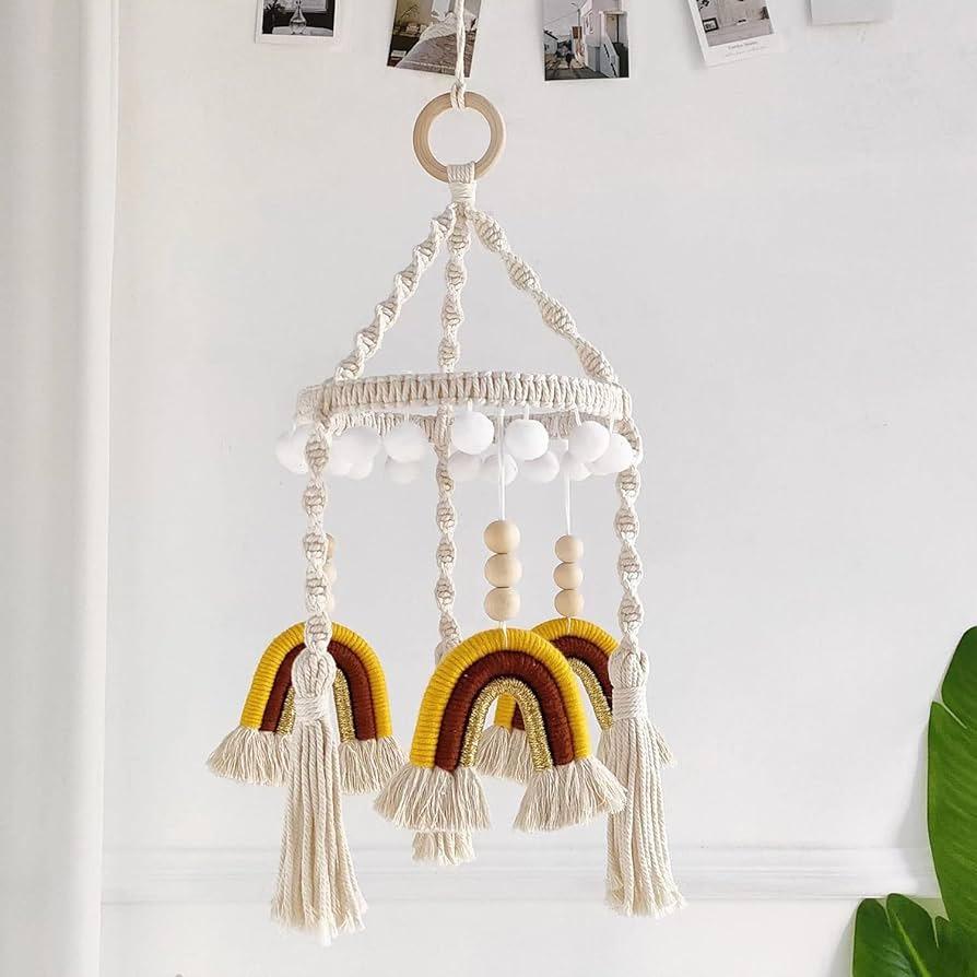 Móvil Decorativo Tejido Arcoíris