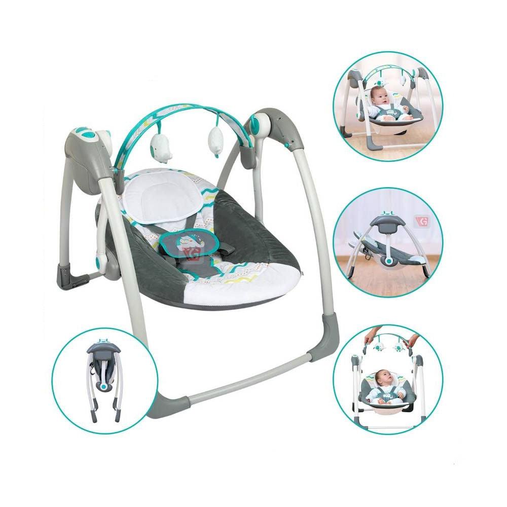 Columpio Electrico Deluxe Portatil Elefante Verde Uso