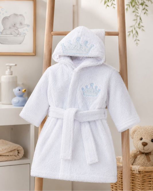 Salida De Baño Bebé Bordado Corona Azul modelo
