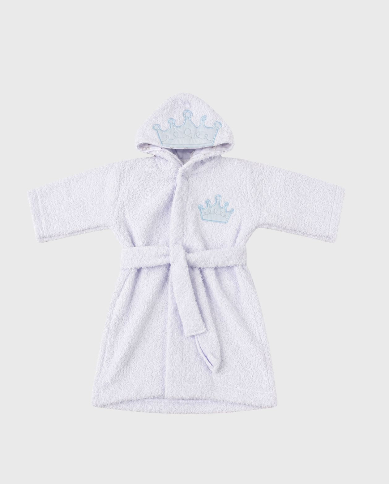 Salida De Baño Bebé Bordado Corona Azul