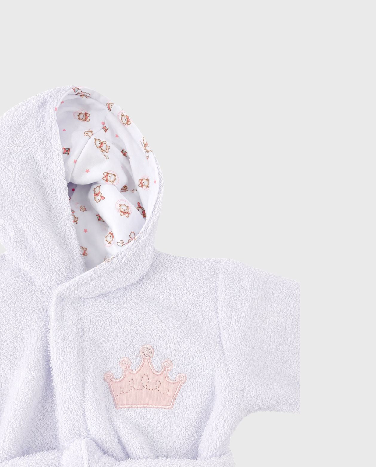 Salida De Baño Bebé Bordado Corona Rosa detalle