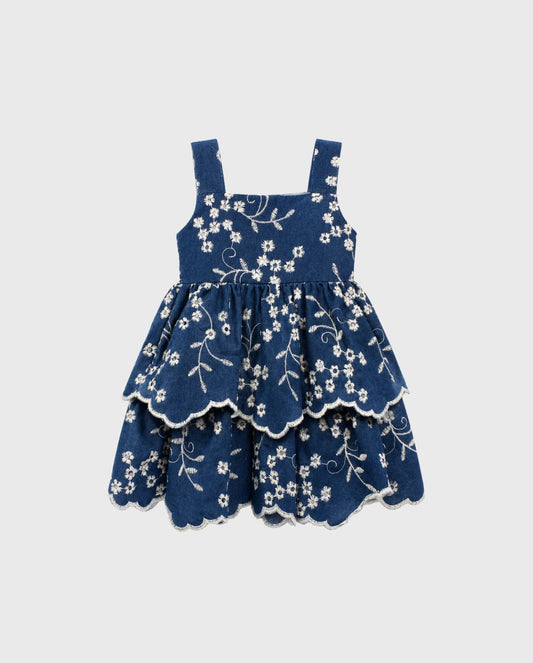 Vestido Ojalillo Flores Denim