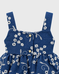 Vestido Ojalillo Flores Denim detalle