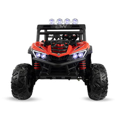 Detalle de ruedas grandes de goma EVA del vehículo infantil