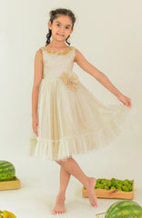 Vestido Para Fiesta Tull Dorado Lilo Niña