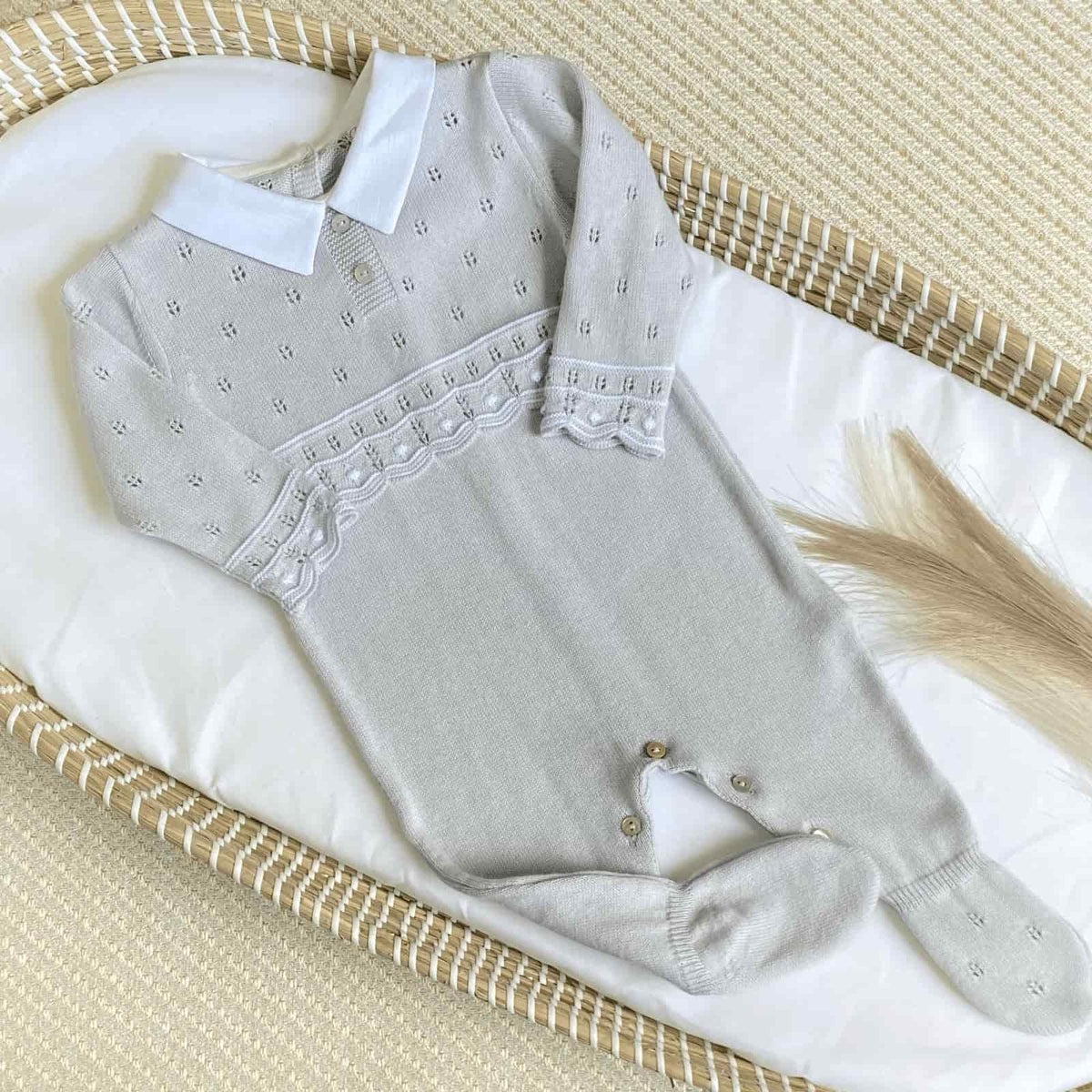Enterizo Tricot Bordado Gris