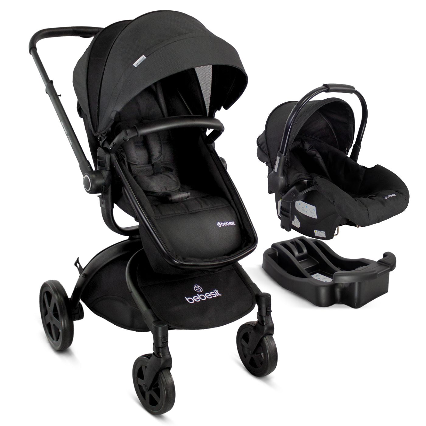 Coche Con Porta Bebé 360° Premium Negro Bebesit