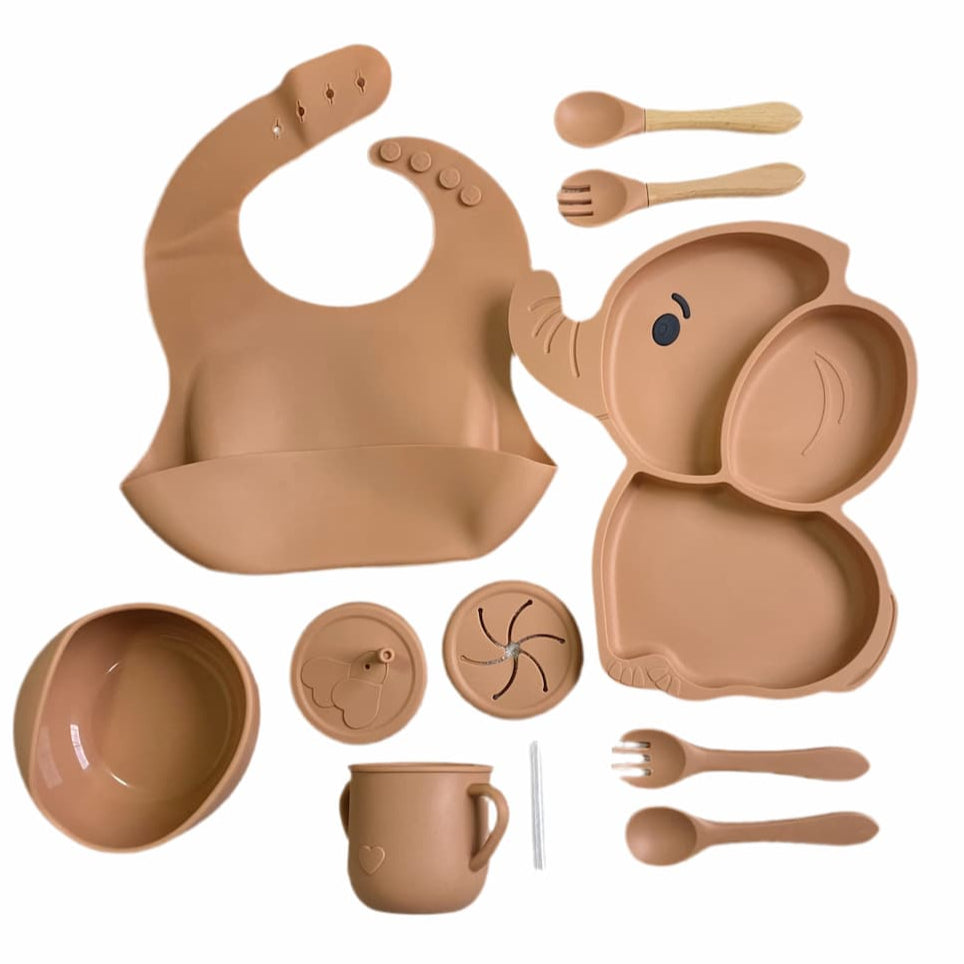 Set de Vajilla  Silicona Alimentación Elefante Ojo