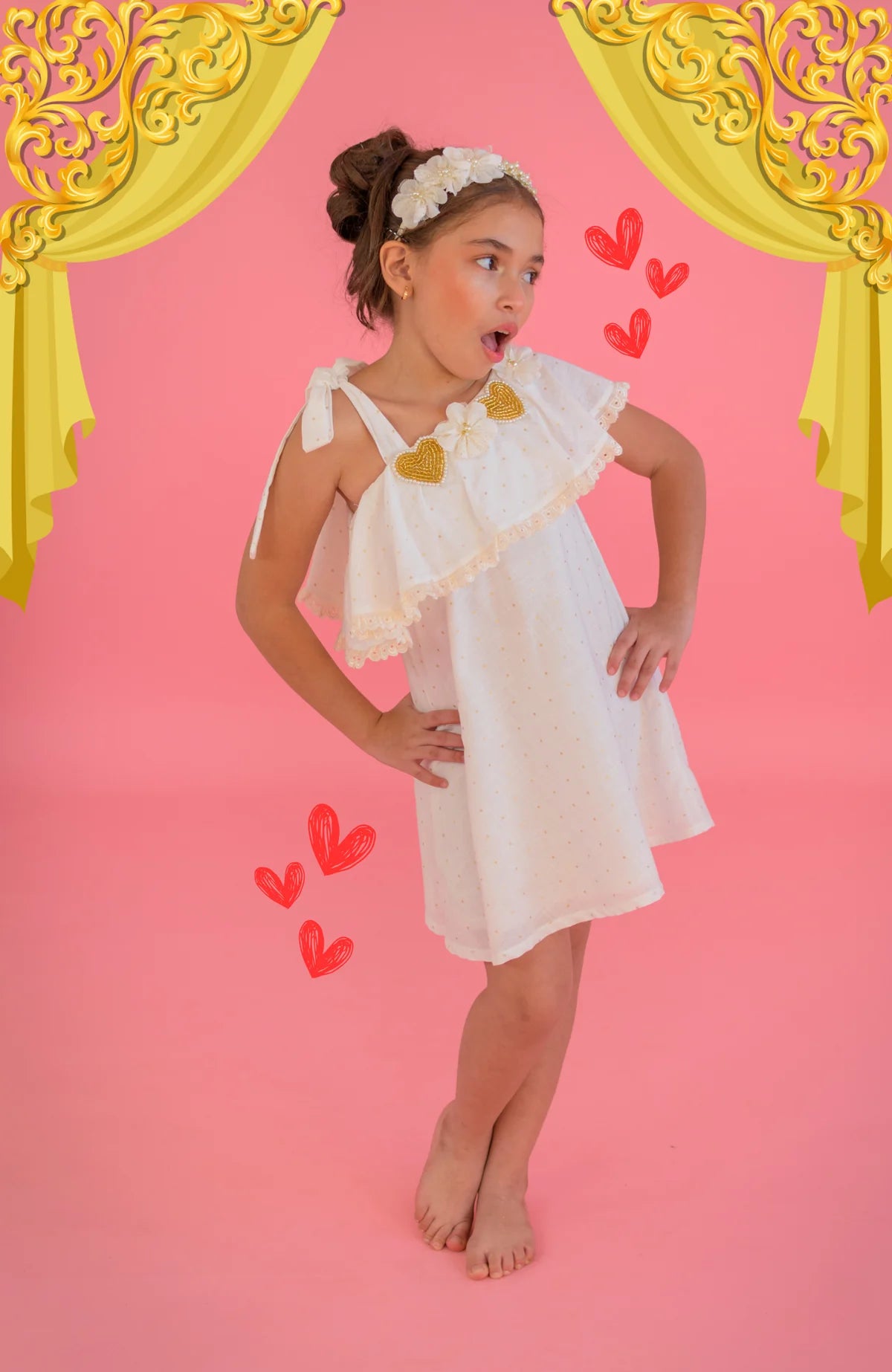 Vestido Para Niña Estilo Bandeja Corazón