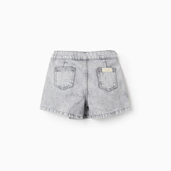 Falda Short Denim Gris Zippy bolsillos