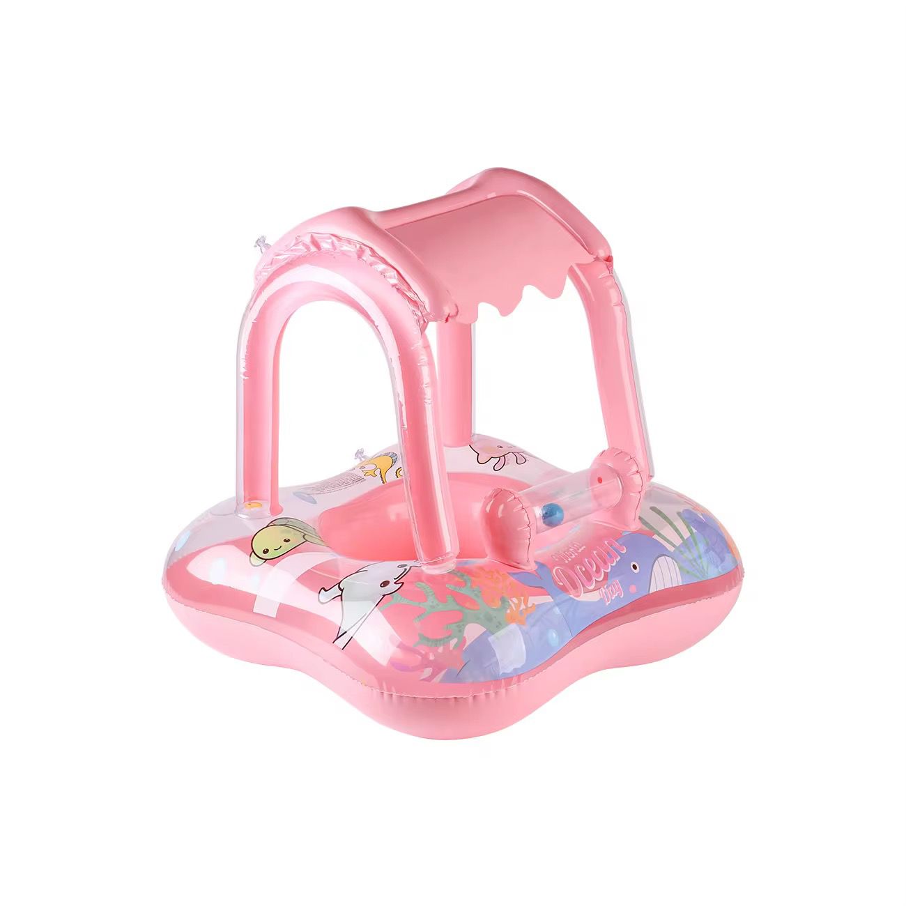 Flotador Con Techo Oceano Animales rosa