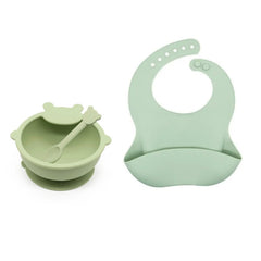 Set 3 Piezas De Alimentación En Silicona Oso Verde