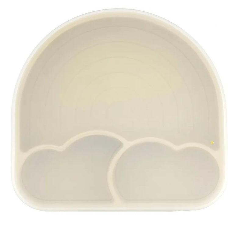 Plato En Silicona Arcoíris Con Tapa Beige