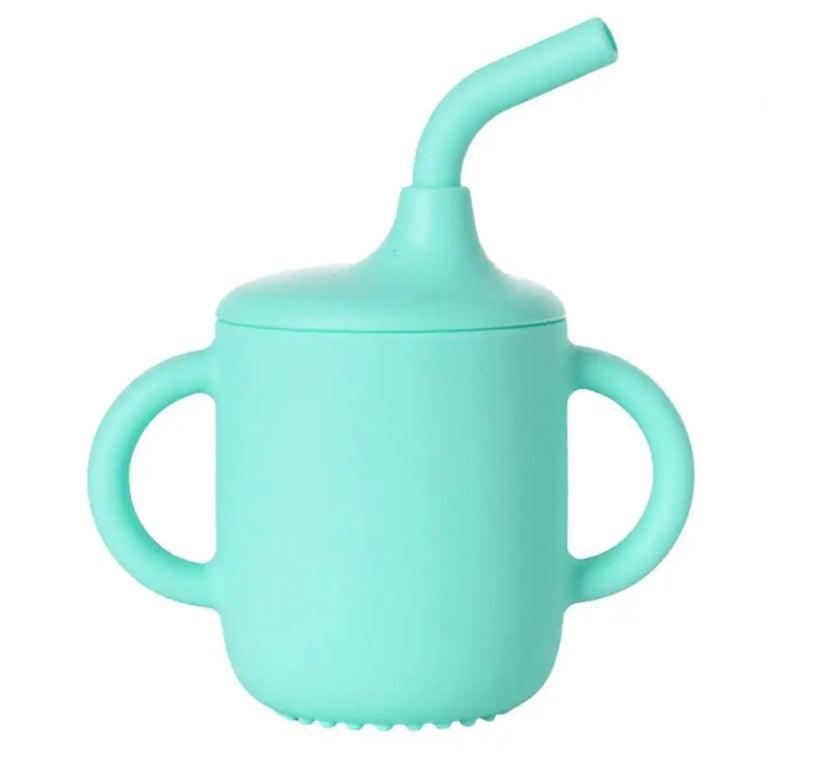 Vaso Pitillo Con Asas En Silicona Aguamarina