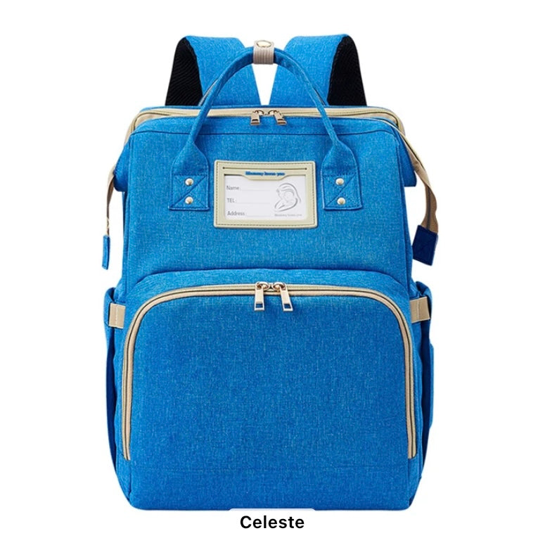 Pañalera Morral Cuna Con Identificador Azul