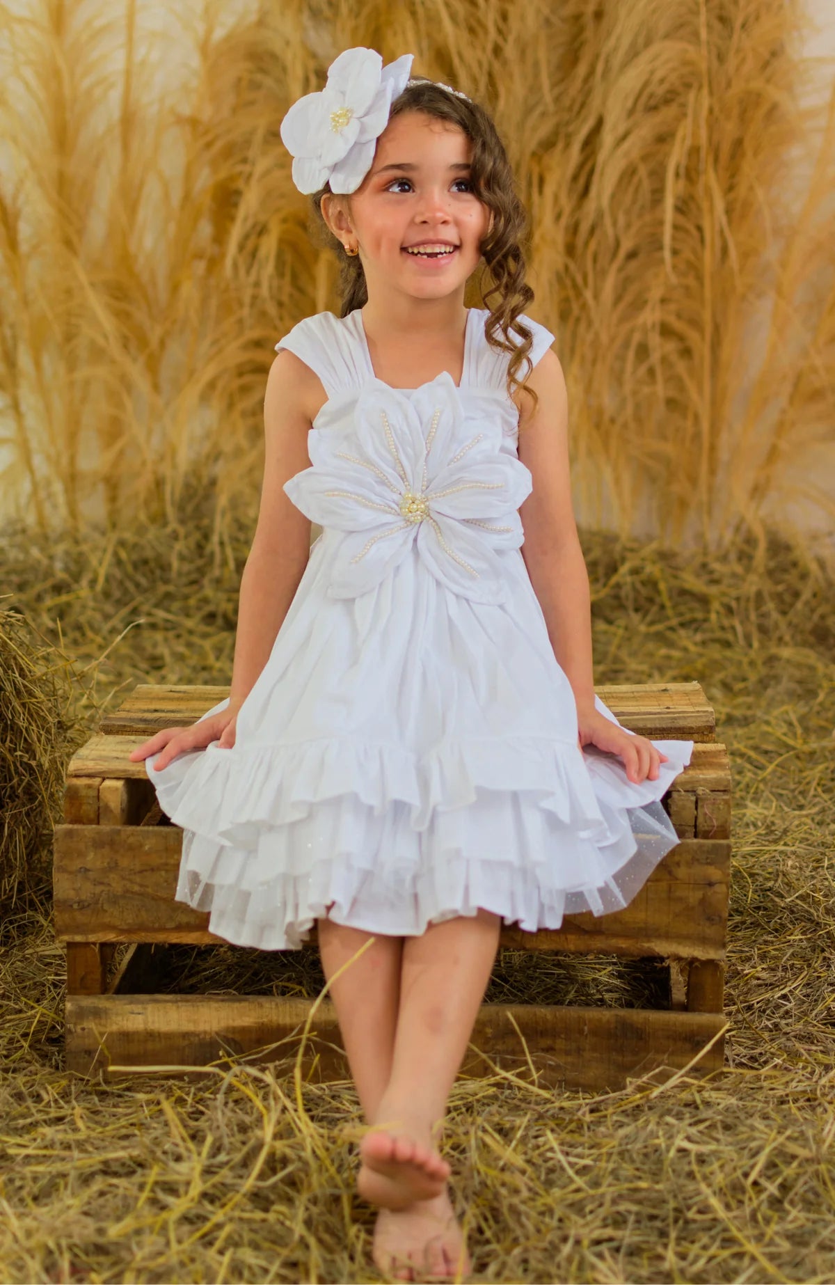 Vestido Para Fiesta Flor Pecho Blanco Lilo