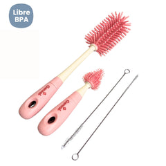 Set Lava Teteros En Silicona Genial® Rosa