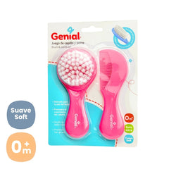 Set 2 Piezas Cepillo Y Peine Redondo Genial® Rosado