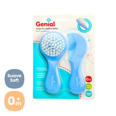 Set 2 Piezas Cepillo Y Peine Redondo Genial® Azul