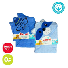 Toalla con Capota Animales Bordado Surtido 100% Algodón Blue