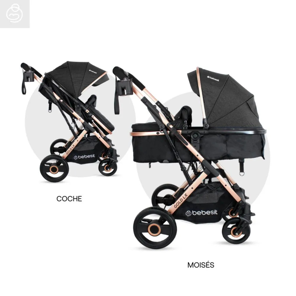 Coche Moises Gold LX Negro Bebesit Usos